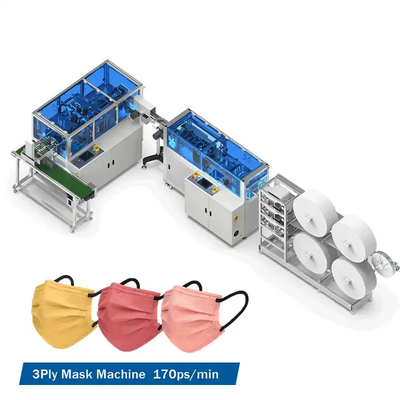 최대 속도 170Pcs/Min 버릴 수 있는 의학 외과적 면 마스크 기계 고속도