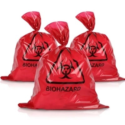 빨간 ＬＤＰＥ / HDPE 의학 생물학적 위험 폐기물 오물 처리 주머니